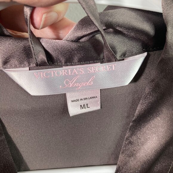 Womens Victorias Secret Angels Wrap Robe Satiny Feel Brown M/L Pockets Polyester - Picture 5 of 11